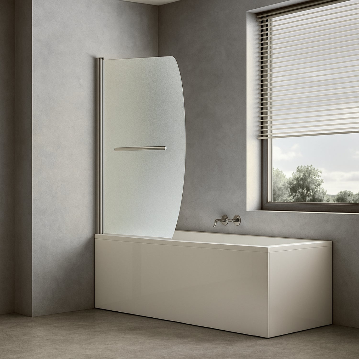 Parete sopra vasca anta singola vetro temperato 140x90cm orientabile 180 gradi *** tipo di cristallo stampato, confez...