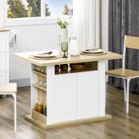 Isola per Cucina 4-6 Persone con Armadietti e Ripiani Aperti, in Truciolato, 110x70x75.5 cm, Bianco e color Legno