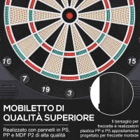 Bersaglio Freccette Elettronico con Punteggio Automatico, 12 Freccette e 6 Display, 51x6.5x57cm, Nero