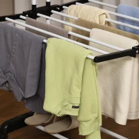 Stendibiancheria Pieghevole a 4 Livelli con Ali Girevoli e 4 Ruote, in Acciaio e PP, 73x64x177 cm, Nero