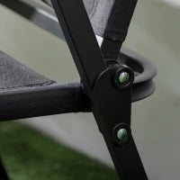 Set 2 Sedie per Esterni Pieghevoli con Braccioli in Tessuto Oxford e Acciaio, Nero