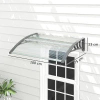 Tettoia in Policarbonato Anti-UV da Esterno per Porte e Finestre da 100x80 cm