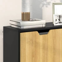 Mobile Portascarpe Stretto con 4 Cassetti Ribaltabili e Ripiani Regolabili per 16 Paia 95x26x95 cm Naturale e Nero