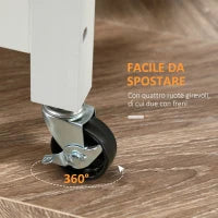 Carrello da Cucina con 1 Cassetto, 1 Armadietto e 1 Ripiano a 3 Livelli, 92x40x84cm, Bianco