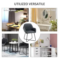 Set 2 Sedie Moderne per Sala da Pranzo, Cucina o Soggiorno, Sedie Imbottite in Similpelle Nera 60x56.5x85cm