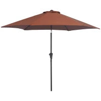Ombrellone da Giardino Inclinabile con Manovella, in Alluminio, Metallo e Poliestere, Ø260x235 cm, Nero e Caffè