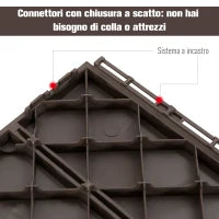 Set 9 Mattonelle a Incastro per Terrazzo, Piastrelle per pavimenti (30x30x2cm) in PP Antiscivolo, Area: 0.81 mq Marrone