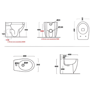 Ogomondo sanitari ceramica dark a pavimento vaso wc bidet sedile