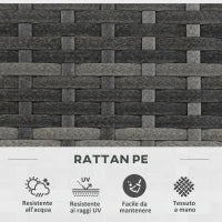 Fioriera con Grigliato per Rampicanti con 3 Vasi in Acciaio e Rattan PE, 84x30x107cm, Grigio