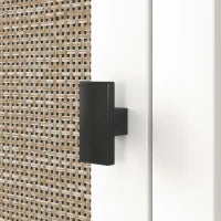 Colonna da Bagno con Ripiani Regolabili 2 Porte con Frontale in Rattan e 2 Compartimenti 40x30x167,5 cm Bianco