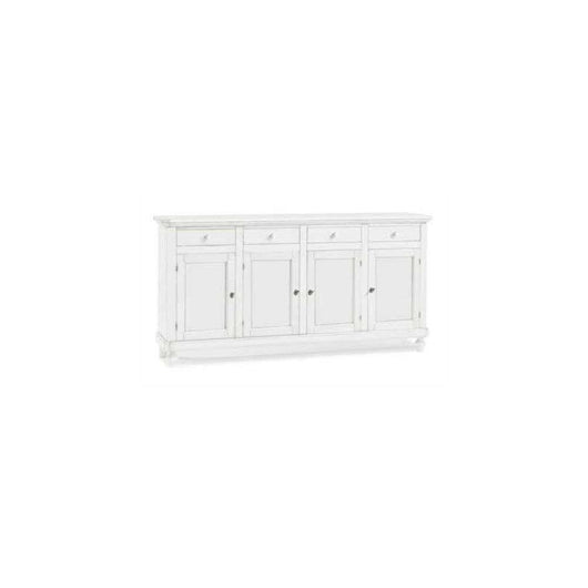 Credenza 4 ante 4 cassetti arte povera in legno massello e mdf con rifinitura in bianco 196X43X98 H