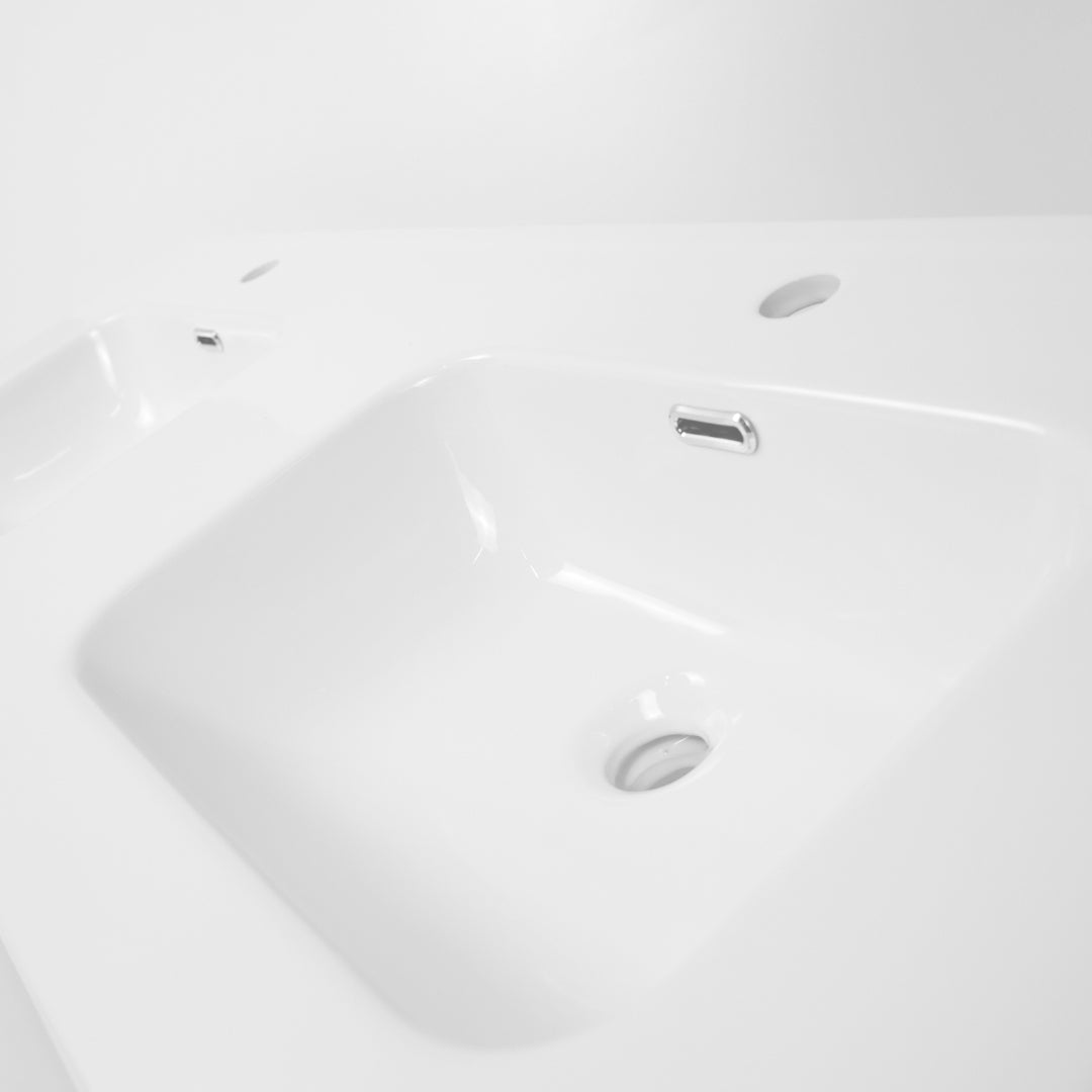 Lavabo ad incasso in ceramica bianco lucido per mobili bagno *** misure 121x46 cm, confezione 1