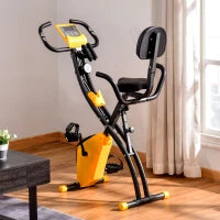 Cyclette Pieghevole con Resistenza Magnetica 8 Livelli, Sensore di Frequenza Cardiaca, Volano 2.5kg, Giallo