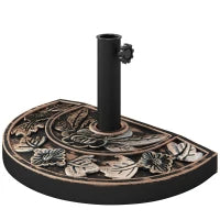Base per Ombrellone a Mezzaluna da Ø38 mm e Ø48 mm con Manovella, Basamento per Ombrellone in Resina, 50x31x32 cm, Bronzo