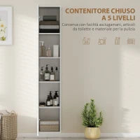Mobile Bagno Sospeso a Colonna con Ripiani Regolabili e Chiusura Soft Close, 30x31.5x160 cm, Bianco