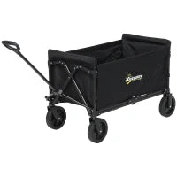 Carrello da Giardino da 120L Pieghevole con Pannello Apribile, in Acciaio e Poliestere, 90x48x62 cm, Nero