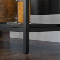 Isola da Cucina con Mensole, Piano Effetto Marmo e Struttura in Metallo, 100x50x90cm, Nero e Bianco