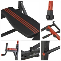 Power Tower Stazione per Allenamento Pieghevole e Multiuso con Barra Trazioni e Sedia Romana, 108x178x202-238cm