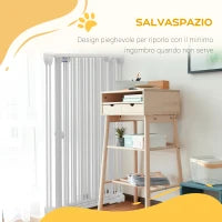 Cancelletto per Cani a 3 Pannelli Pieghevoli con Doppio Blocco, in Acciaio e Plastica, 206x120 cm, Bianco