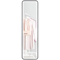 Specchio da Parete Touch con Illuminazione LED Regolabile, in Vetro Temperato e Metallo, 40x3x120 cm, Nero