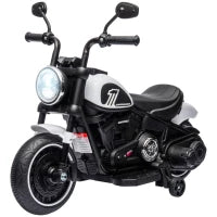 Moto Elettrica per Bambini 18-36 Mesi con Rotelle e Fanale, 76x42x57 cm, Bianco e Nero