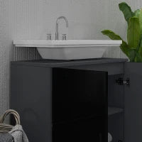 kleankin Mobile Sottolavabo Bagno in Legno con Armadietto 2 Ante, 60x30x60cm, Nero