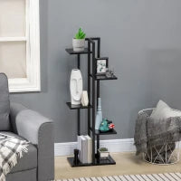 Scaletta Portavasi a 5 Livelli per Interni ed Esterni in MDF e Acciaio, 40x22x113 cm, Nero