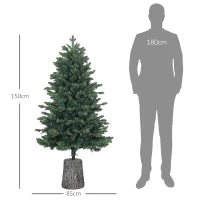 Albero di Natale Artificiale 150 cm Realistico con 994 Rami e Base in Resina, Verde