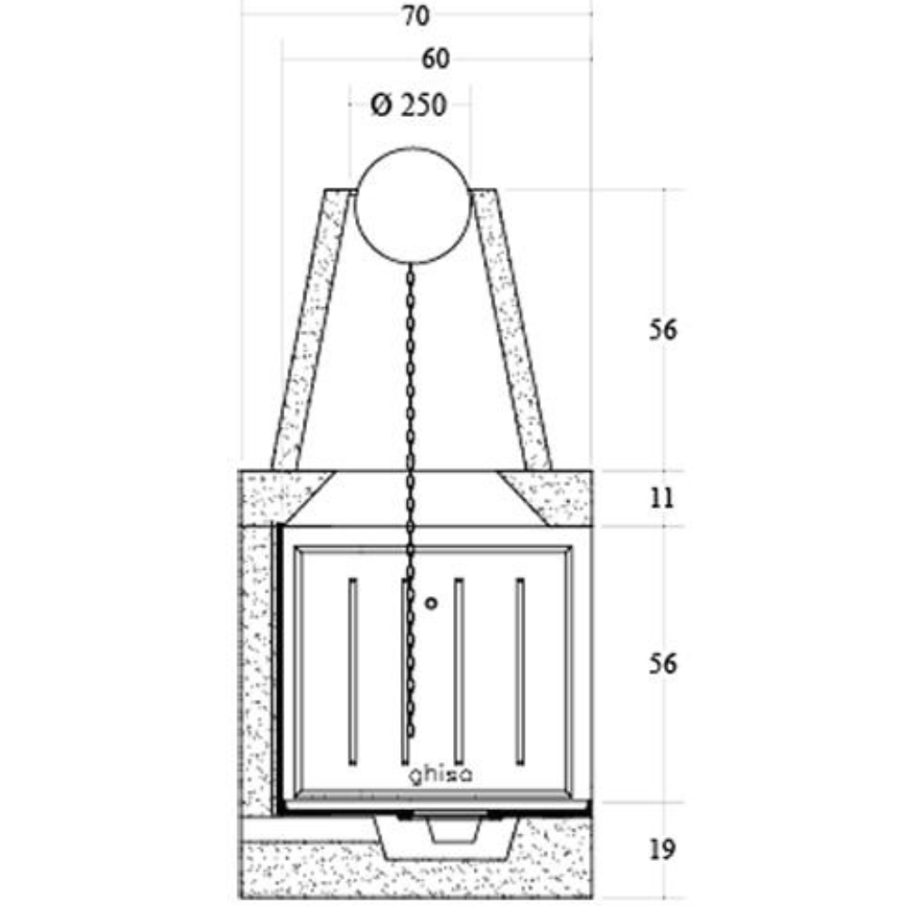 Camino legna prefabbricato ghisa focolare aperto reversibile ds110 tgh calore