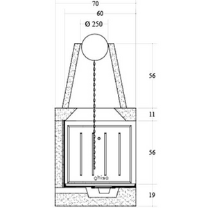 Camino legna prefabbricato ghisa focolare aperto reversibile ds110 tgh calore