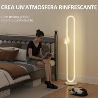 Lampada da Terra a LED a forma di Nota Musicale con Luminosità Regolabile e Pedale, 28x28x145 cm, Bianco