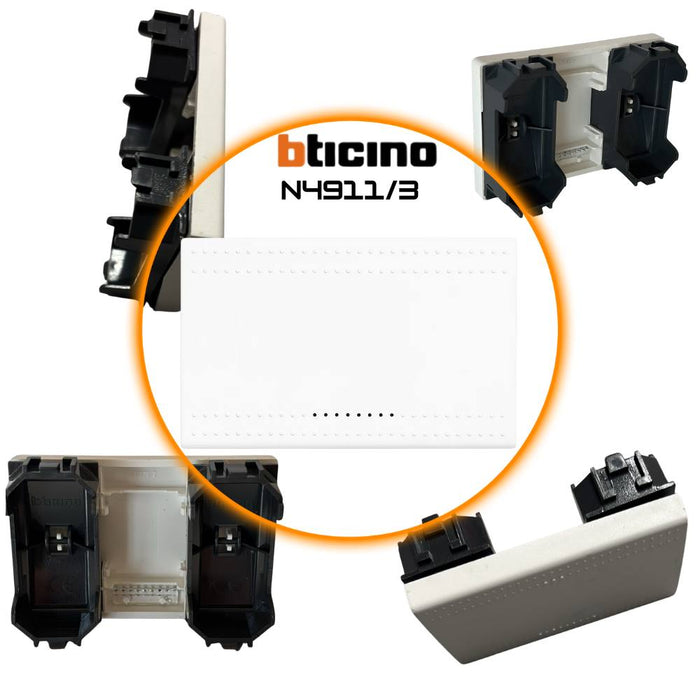 Copritasto illuminabile bticino livinglight bianco per ambienti eleganti *** numero posti 3 moduli, confezione 1