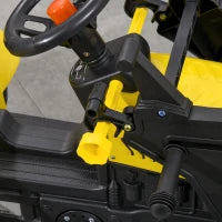 Escavatore a Pedali per Bambini da 3 Anni con Ruspa Frontale e Volante, Giallo