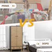 Armadio 2 Ante In Legno Con 4 Ripiani, 2 Cassetti e Appendiabiti, Grigio Scuro, 90x50x190 cm