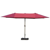Ombrellone da Giardino XXL 4,6L x 2,7l x 2,4H cm con Base a Croce, Apertura e Chiusura con Manovella, Acciaio e Poliestere ad Alta Densità, Rosso Bordeaux