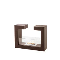 E-STYLO Biocamino da terra di design, caratterizzato da una forma a staffa stilizzata che lo rende un vero elemento d'arredo per ambienti moderni e contemporanei, 58x78x25cm