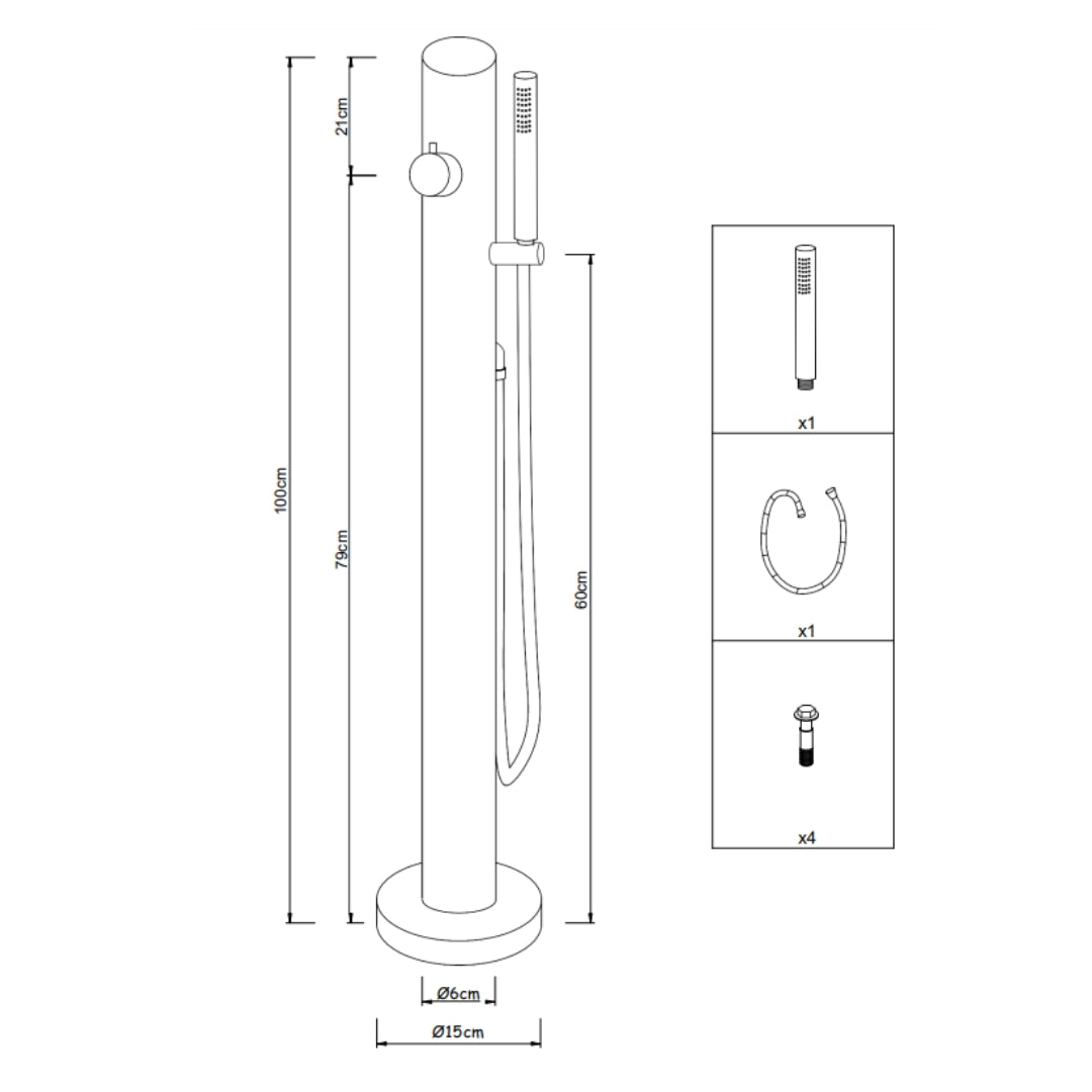Fontana da giardino colonna esterno sambuco acciaio inox con miscelatore 100cm *** confezione 1