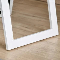 Specchio a Figura Intera con Supporto Richiudibile e Fori Per Montaggio, in Legno e Vetro, 37x37x154 cm, Bianco