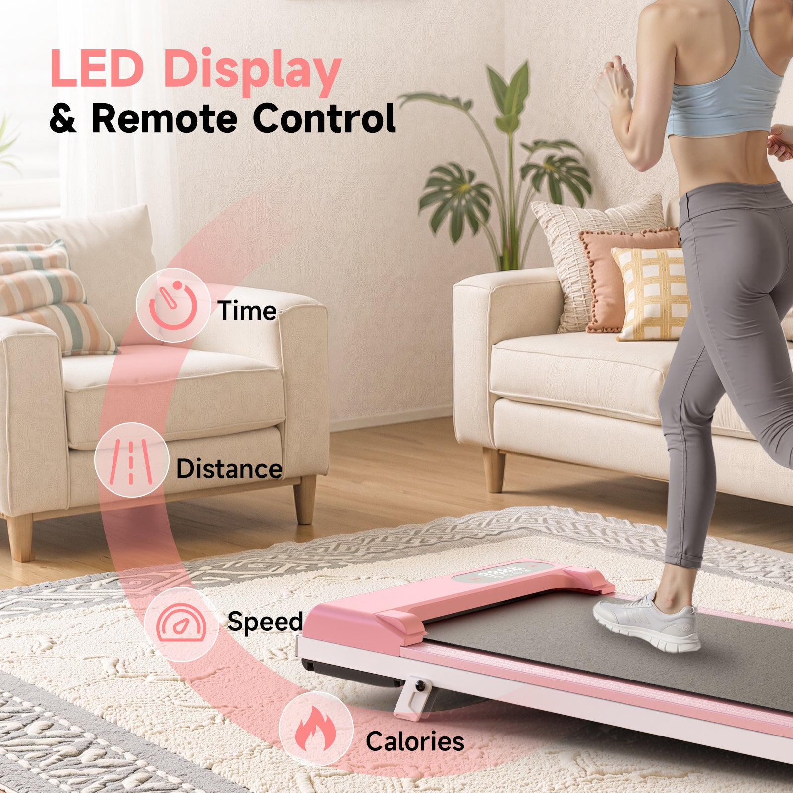 Tapis roulant elettrico inclinato RATTANTREE, tappetino da passeggio da 1 a 8 km/h con telecomando, per casa e ufficio, 2,5 CV, capacitï¿½ï¿½ 140 kg