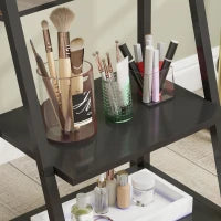 Specchio Verticale da Terra con 2 Ripiani e 4 Rotelle, in Acciaio e Legno, 42x37x155 cm, Nero