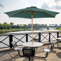 Ombrellone da Giardino 2.5x2.3m a 6 Stecche, in Legno e Poliestere, Verde Scuro