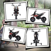 Moto Elettrica Per Bambini Con Licenza Aprilia Con 2 Motori Da 12V, Ruote Di Allenamento, Luce LED, Musica, Rosso