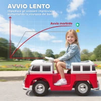 Auto Elettrica per Bambini Licenza Volkswagen T1 con Lettore MP3, in Metallo e PP, 89x49x41.5 cm, Rosso