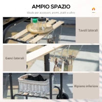 Barbecue a Carbone con Coperchio, Ripiani e Ruote, Completo di Spatola, Pinza e Coltello, Nero