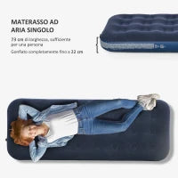 Letto Gonfiabile Singolo con Pompa Manuale Inclusa, 73x191x22 cm, Blu