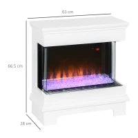 Caminetto Elettrico a 10 Colori con Spegnimento Automatico e Timer da 12h, 61x28x66.5 cm, Bianco