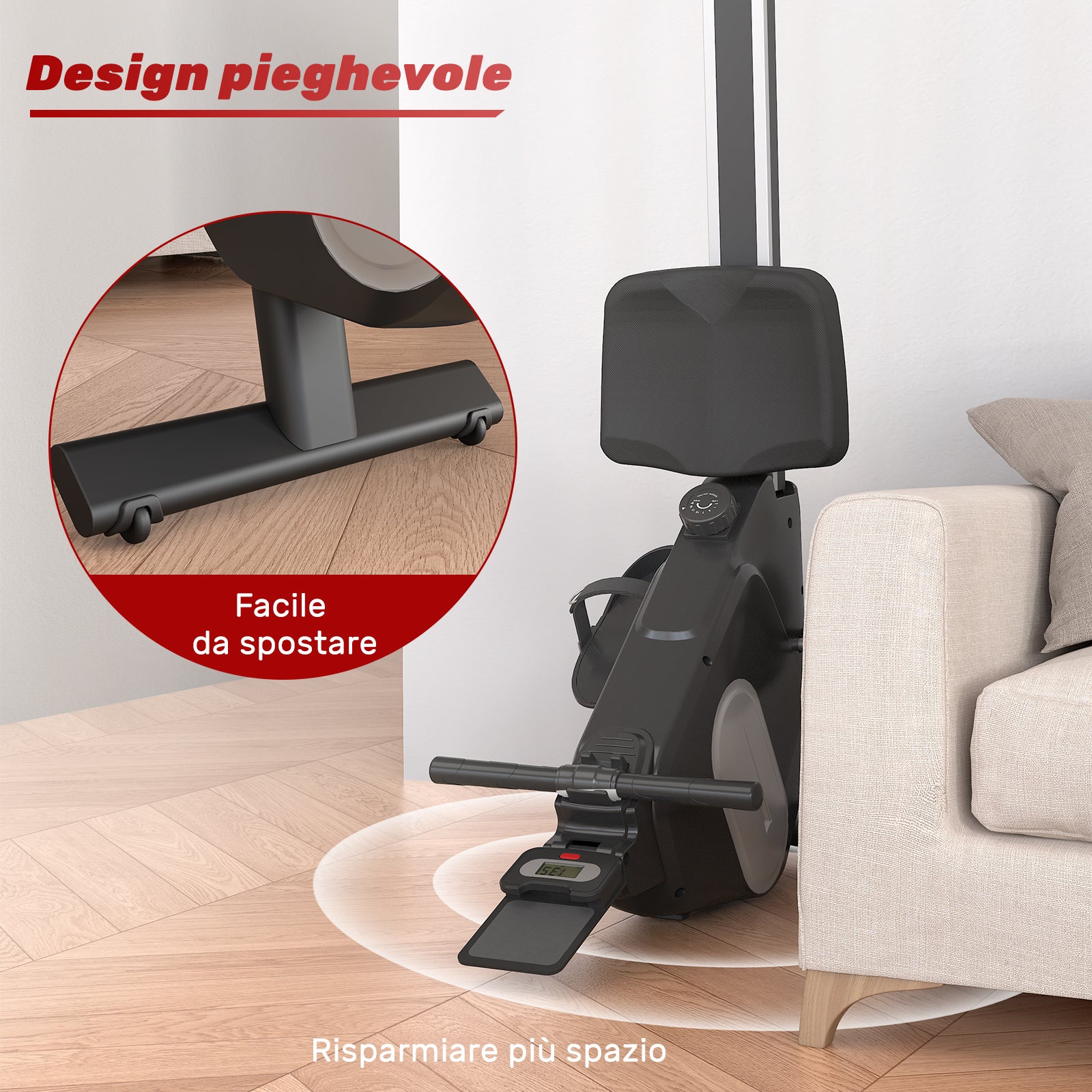 Vogatore magnetico - Rattantree - con console LCD e resistenza a 16 livelli, guida in alluminio, mute