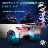 Macchina Elettrica per Bambini a Licenza BMW M4 con Telecomando, Clacson e Fari, 108x69.5x51 cm, Bianca