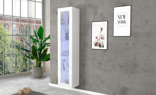 Mobile Vetrina MARUSKA L 40 x H 180 x P 30 cm colore bianco lucido