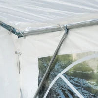 Gazebo da Giardino 8x4m in Acciaio con Pareti Rimovibili e Finestre Trasparenti, Bianco